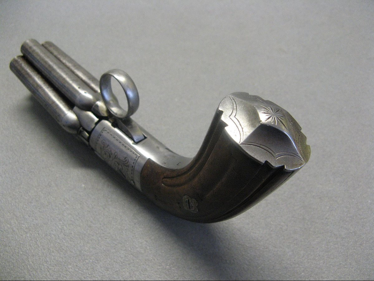 5-barreled Pepperbox "patented Mariette" 9mm Caliber With Forced Ball, 19th Century.-photo-4