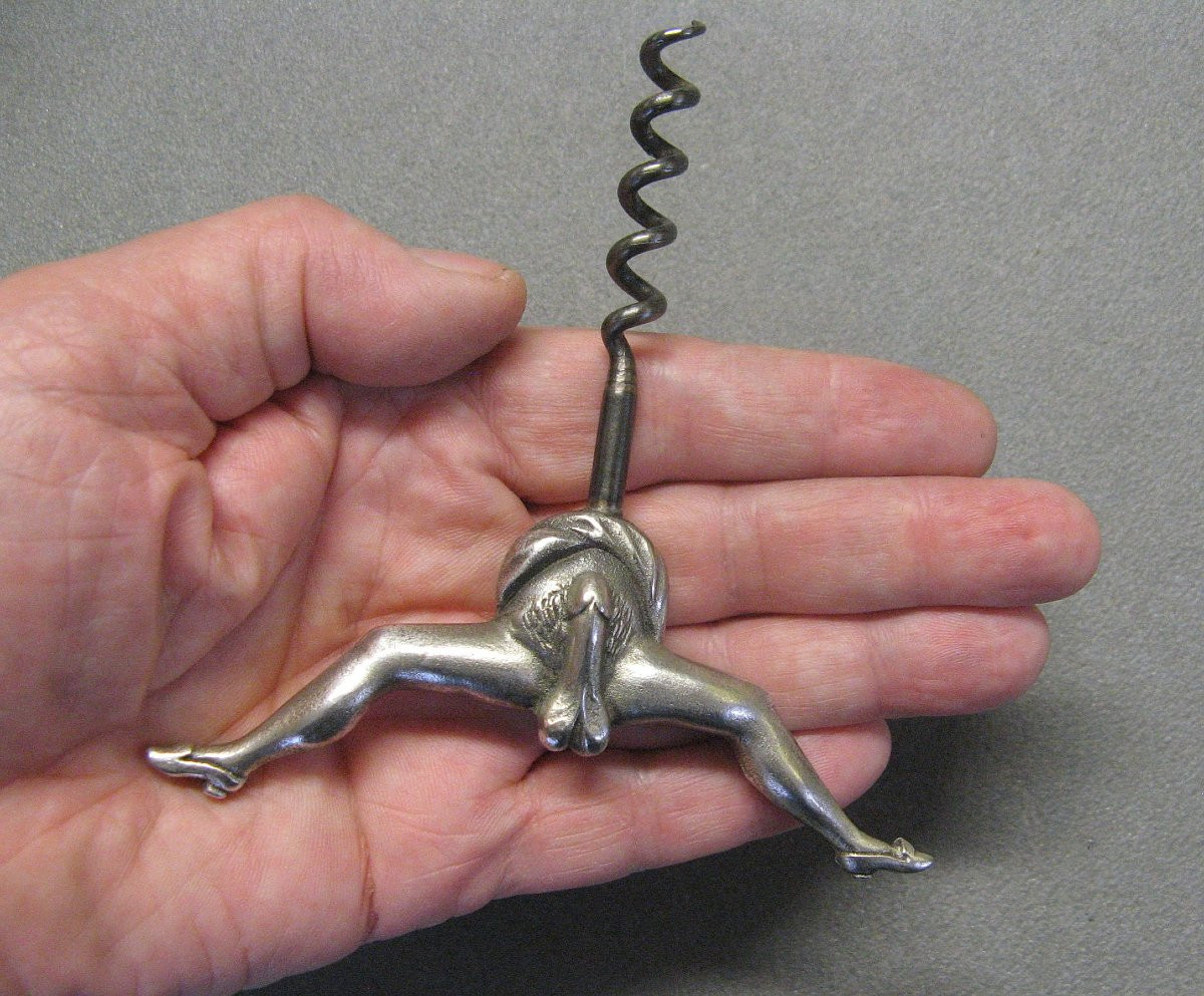 Erotic Silver Metal Corkscrew.-photo-1