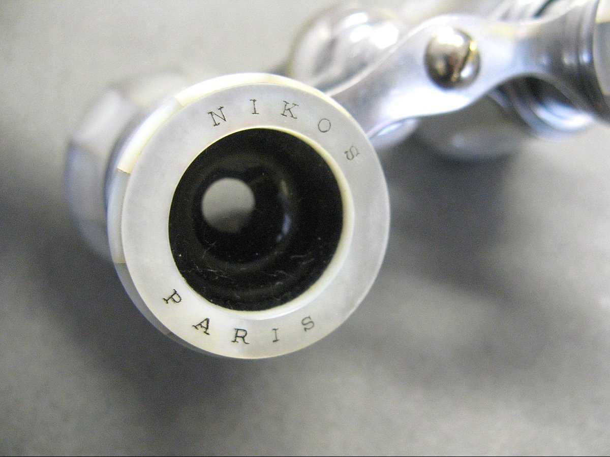 Pair Of Mother-of-pearl Theatre Binoculars Signed Nikos Paris 19th Century.-photo-3