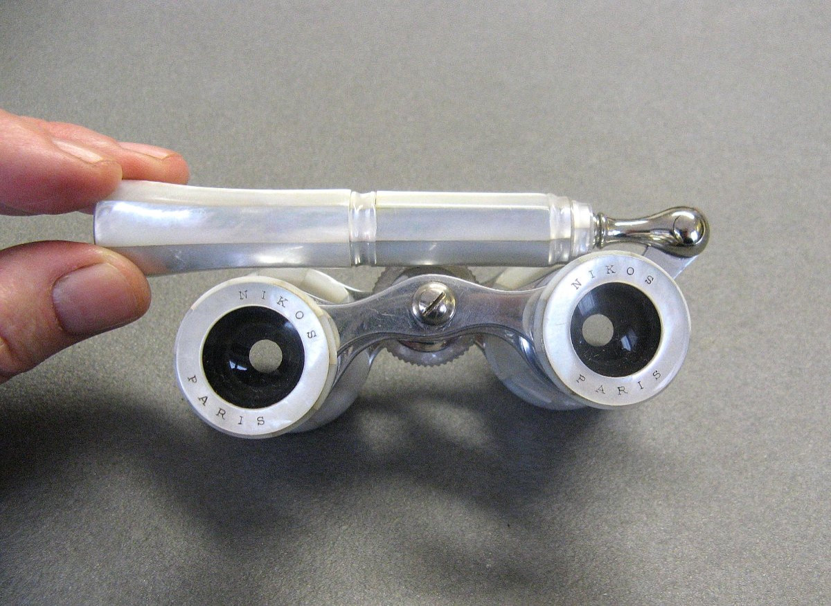 Pair Of Mother-of-pearl Theatre Binoculars Signed Nikos Paris 19th Century.-photo-4