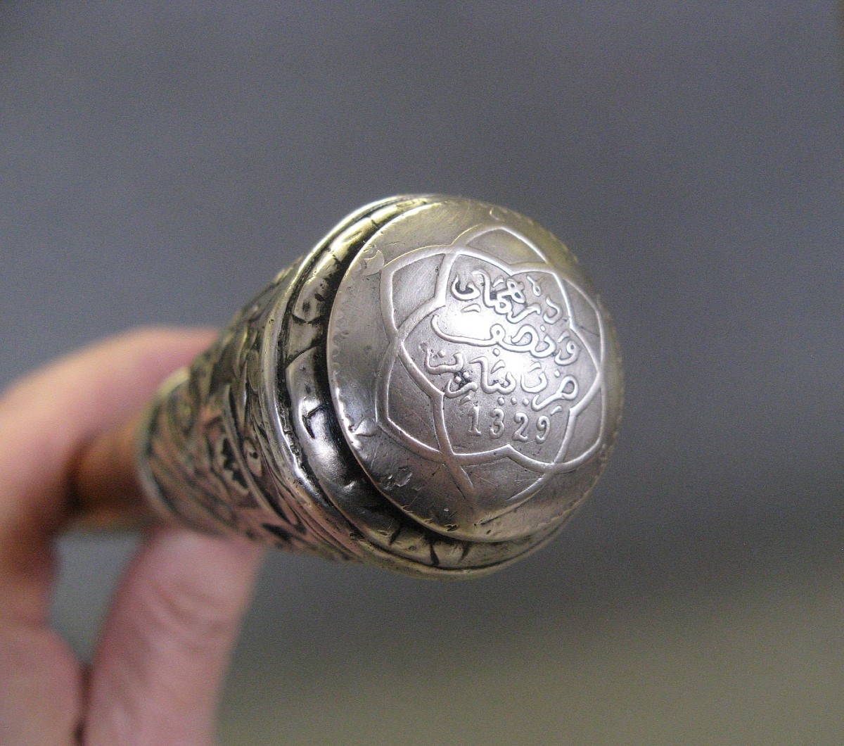 Canne à pommeau argent Maroc 1911.-photo-2