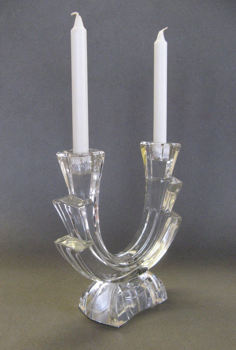 Grand bougeoir centre de table en cristal.-photo-2
