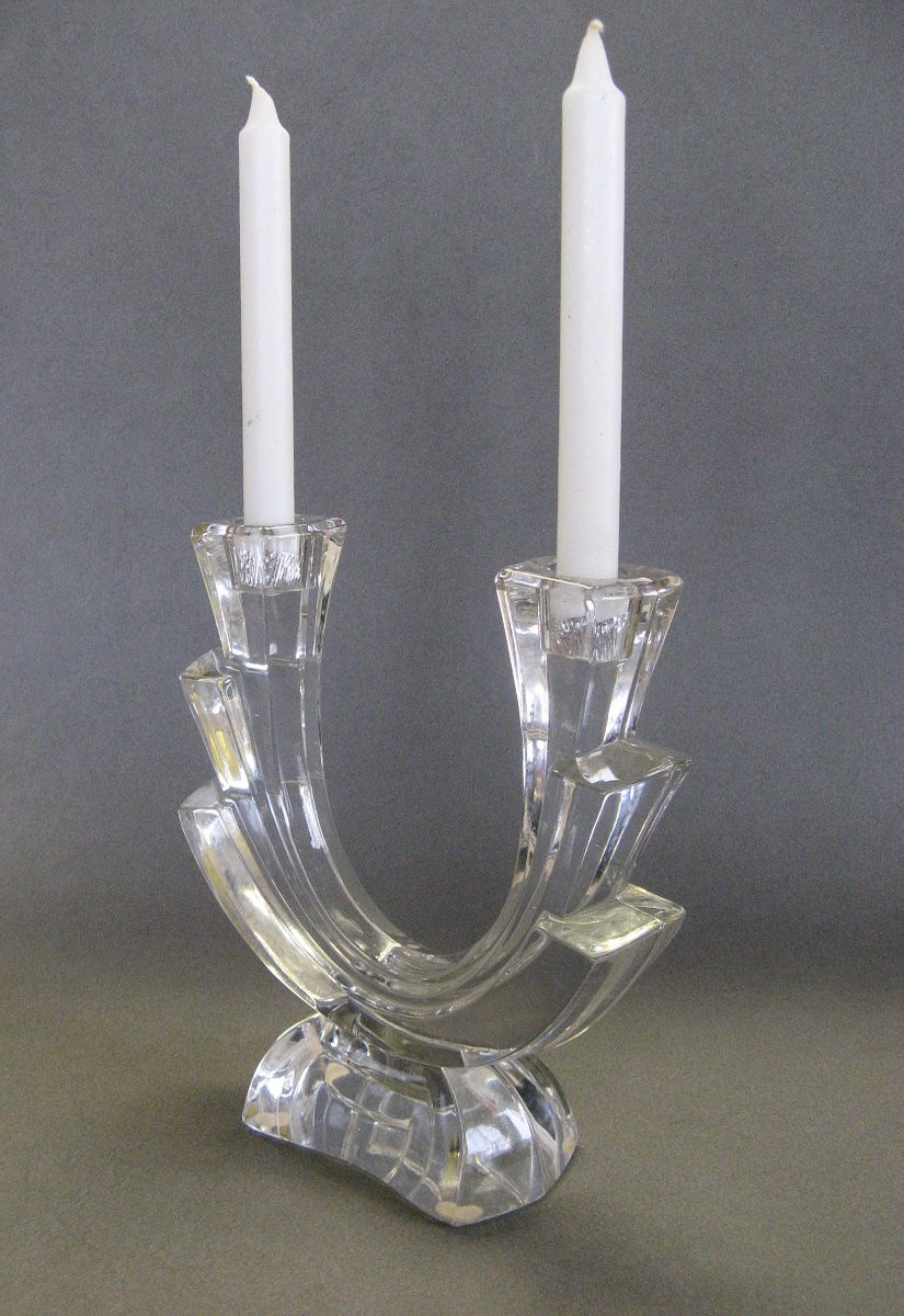 Grand bougeoir centre de table en cristal.-photo-3