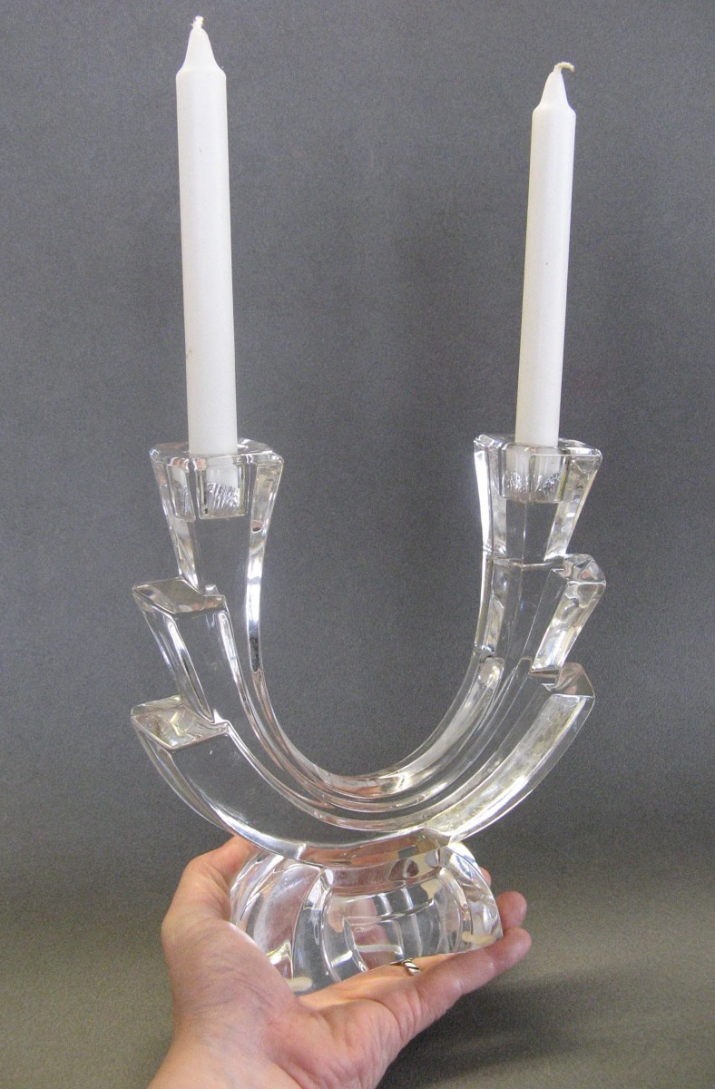 Grand bougeoir centre de table en cristal.-photo-4