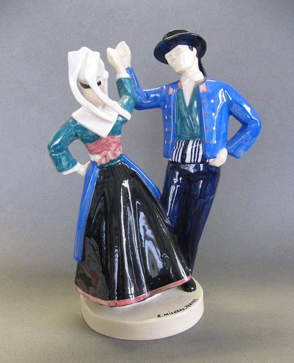 Henriot Quimper  Micheau Vernez Couple De Danseur.