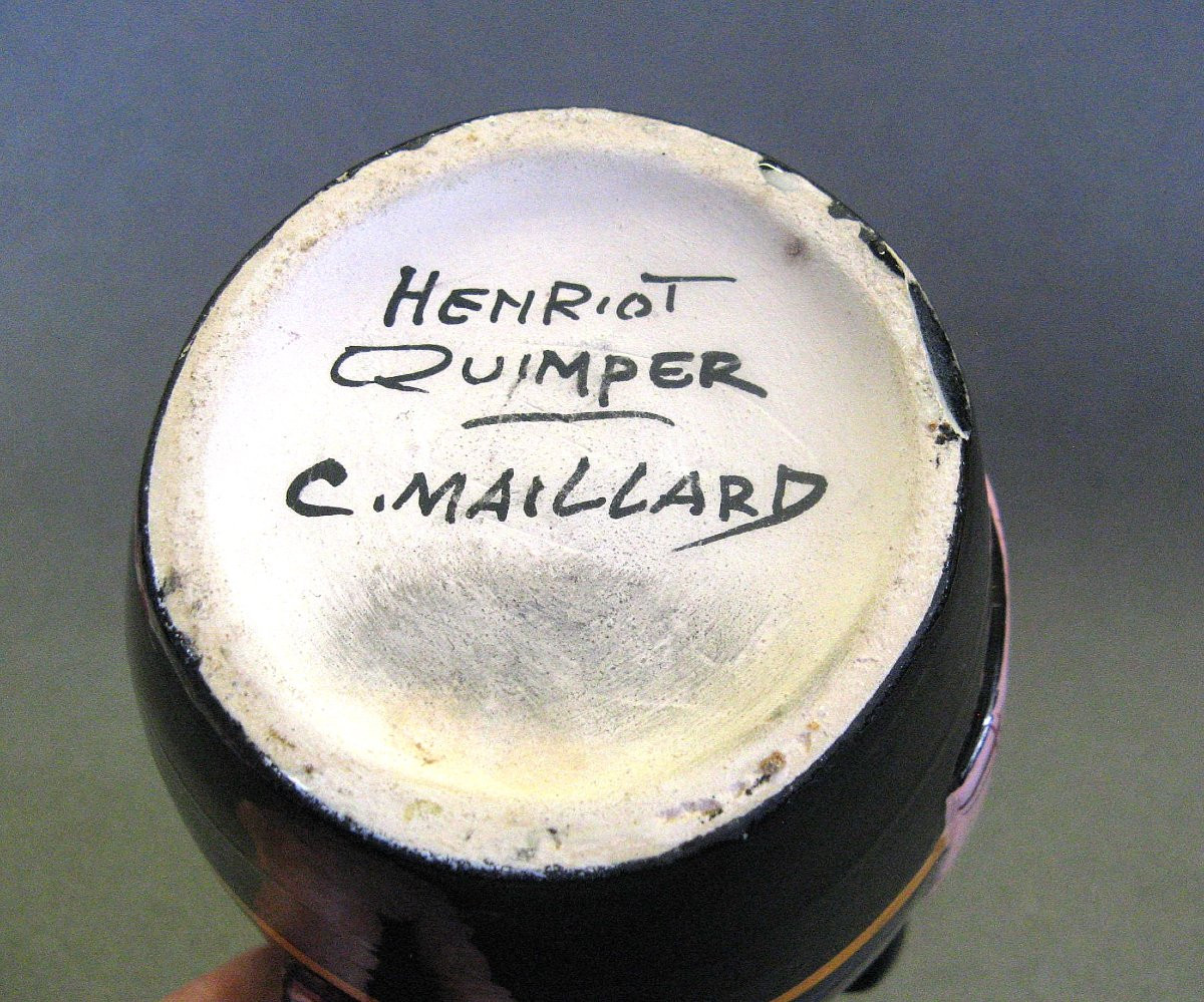 Anthropomorphic Pitcher Henriot Quimper Signed Maillard.-photo-3