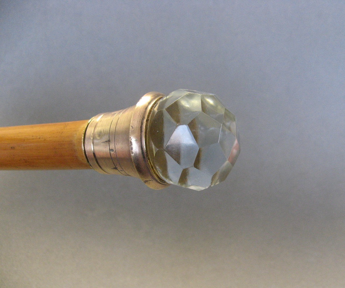 Cane With Crystal Ball Pommel, Late 19th Century.-photo-3