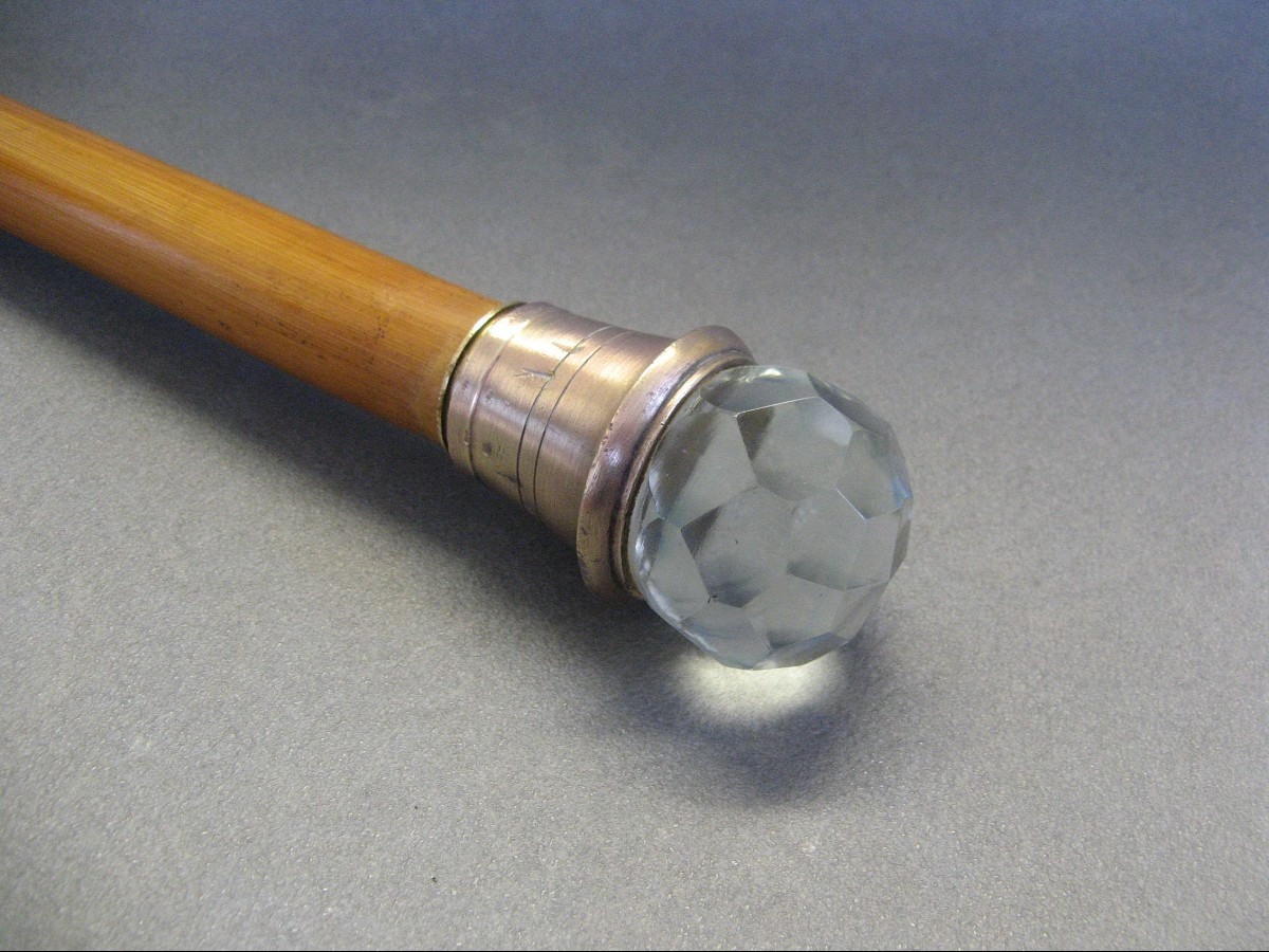 Cane With Crystal Ball Pommel, Late 19th Century.