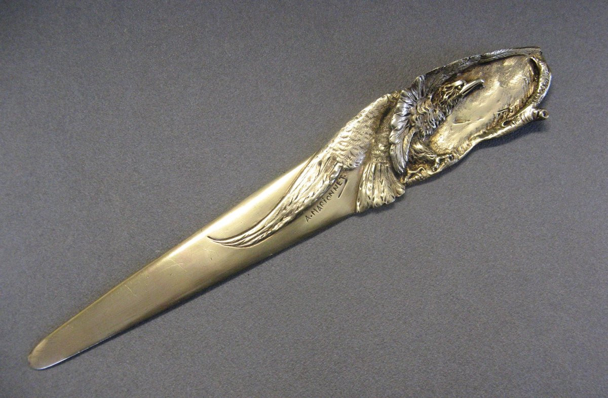 Coupe-Papier en bronze aigle impériale signé A. Marionnet.-photo-2