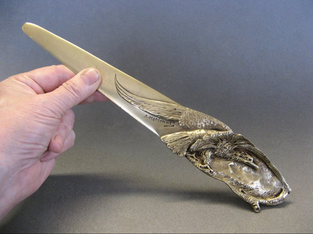Coupe-Papier en bronze aigle impériale signé A. Marionnet.-photo-4