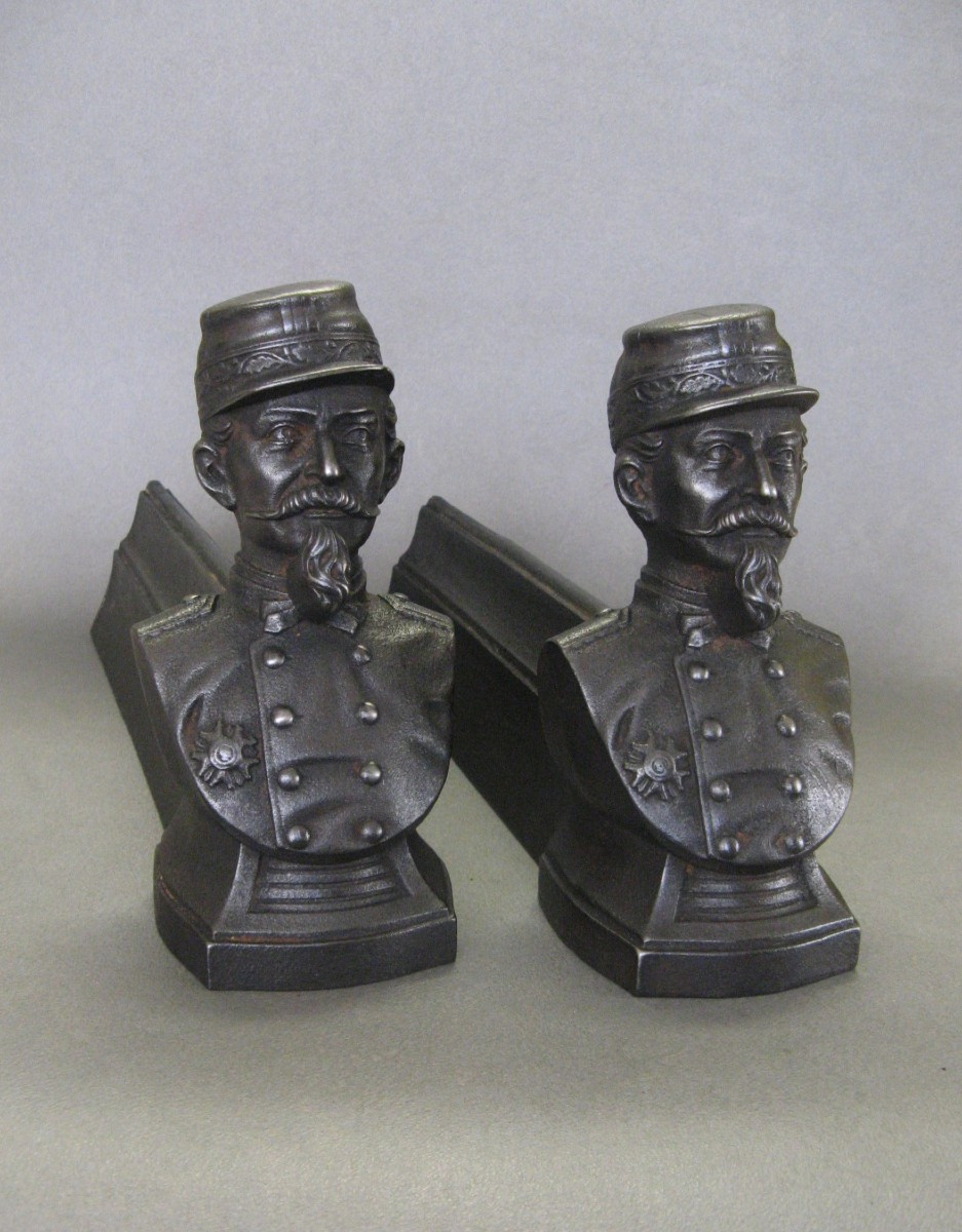 Paire De Chenets à l'Effigie De Napoléon III.-photo-2