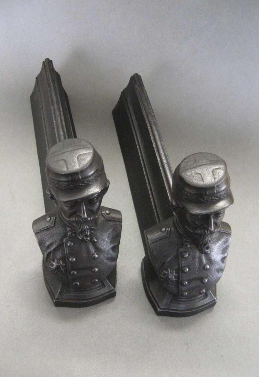 Paire De Chenets à l'Effigie De Napoléon III.-photo-3