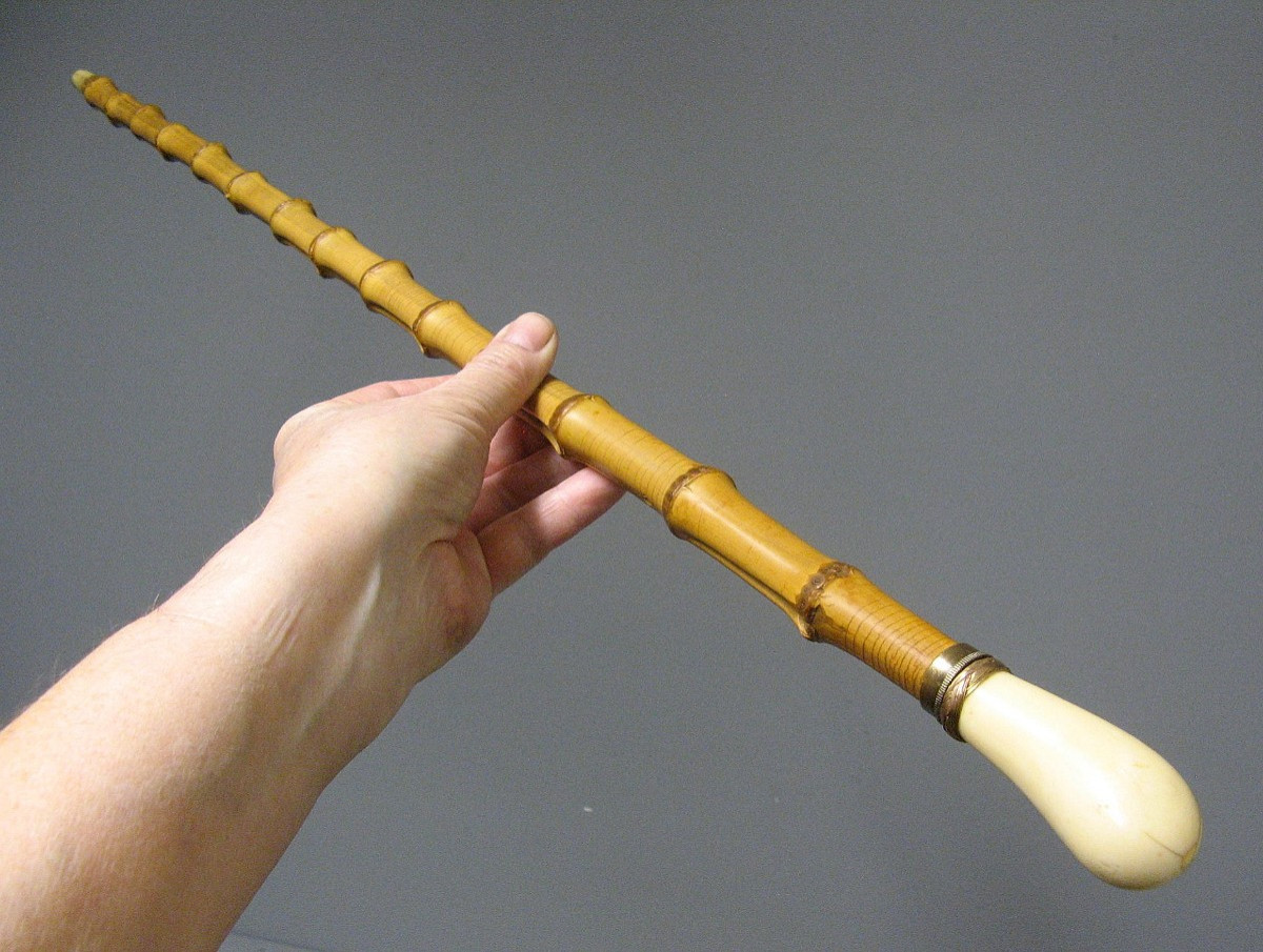 Walking Stick With Bamboo Shaft, Late 19th Century.-photo-3