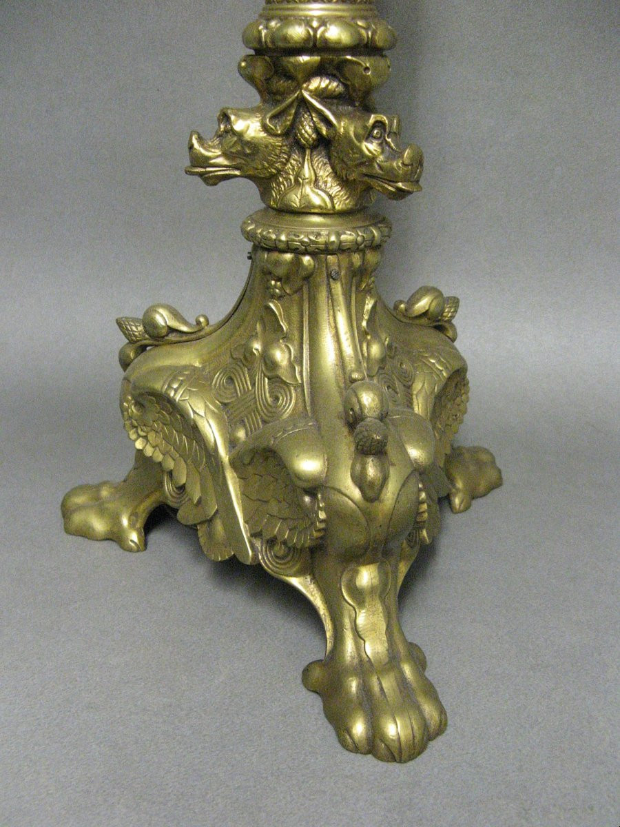Electrified Neo-gothic Style Candlestick.-photo-2