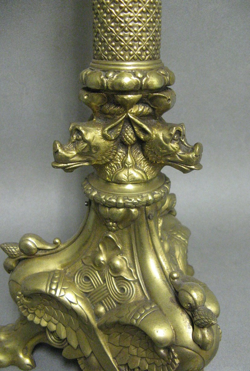 Electrified Neo-gothic Style Candlestick.-photo-3