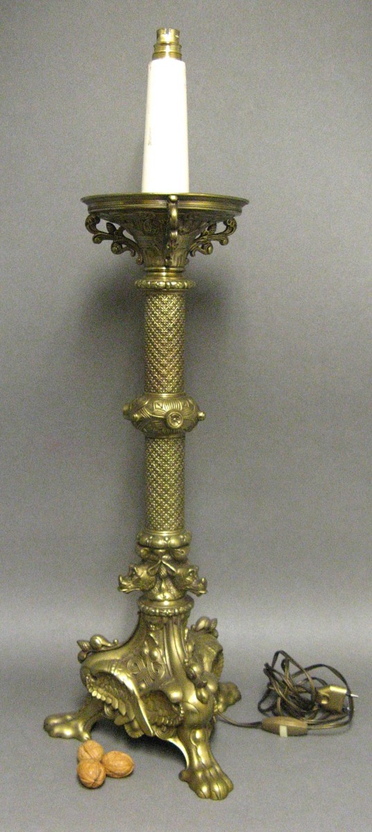 Electrified Neo-gothic Style Candlestick.-photo-1