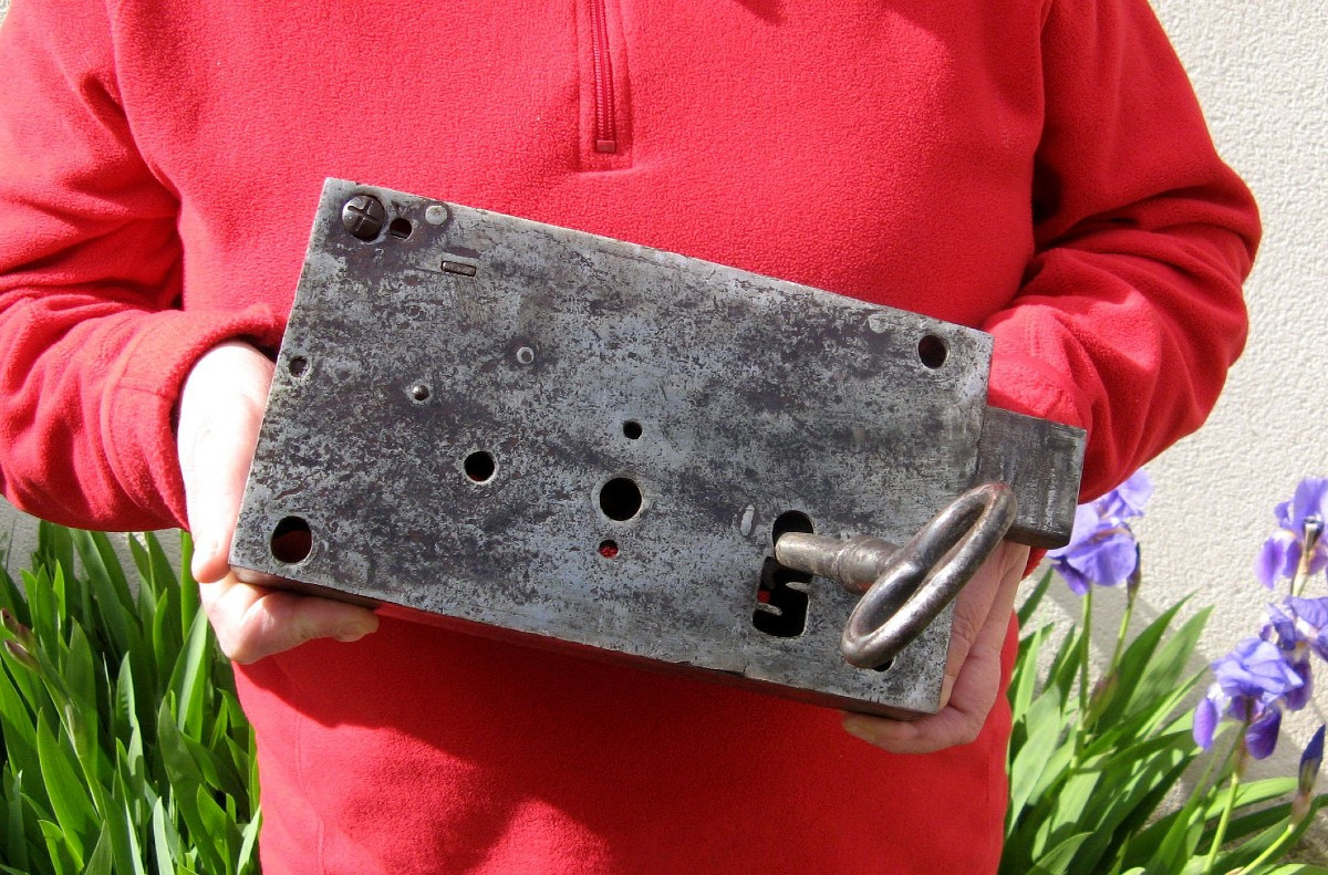 Large Wrought Iron Lock.-photo-1