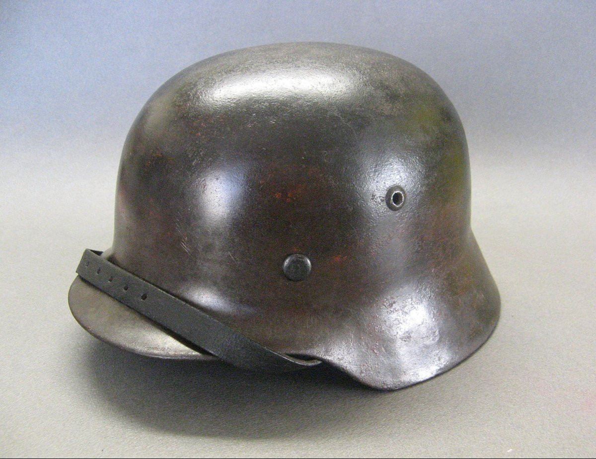 German Helmet Mle 1935 Wwii. Good General Condition. Interior And Chinstrap Restored.-photo-4