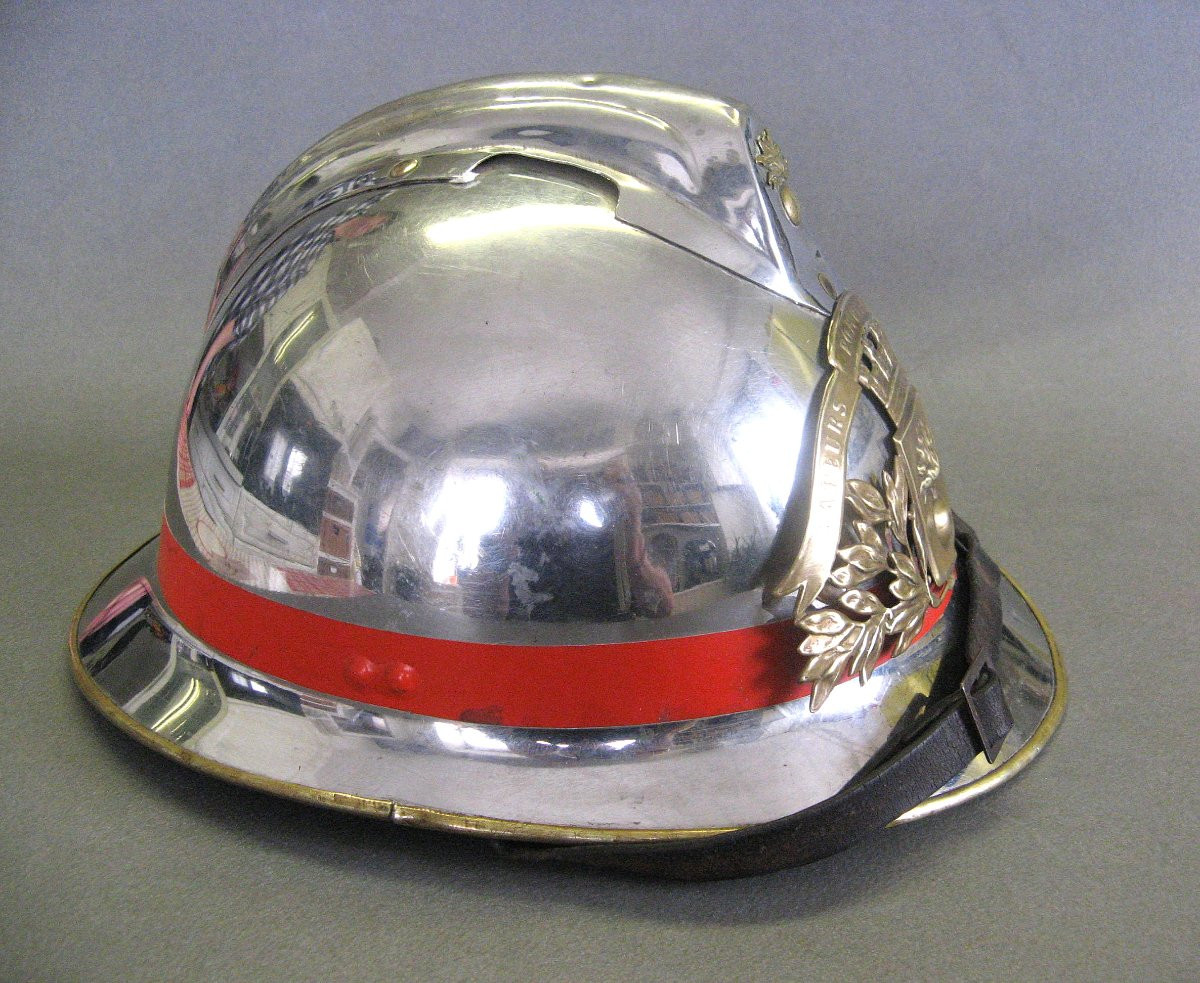 Sapeurs-pompiers Helmet Mle 33 Ille City Of Troyes. Fifth Republic.-photo-3