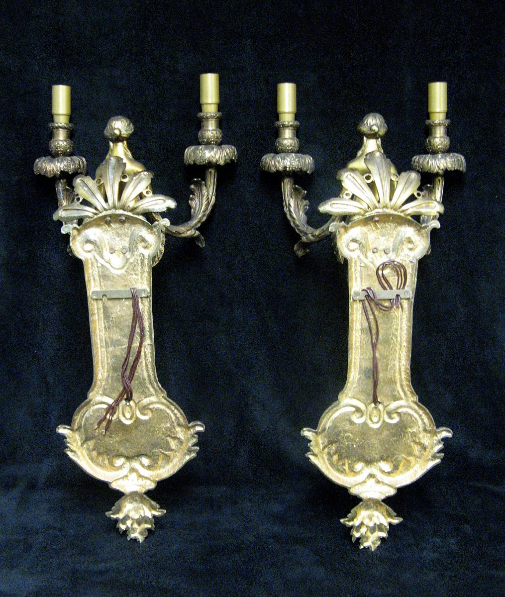 Grande Paire d'Appliques Cariatides Bronze Doré.-photo-4