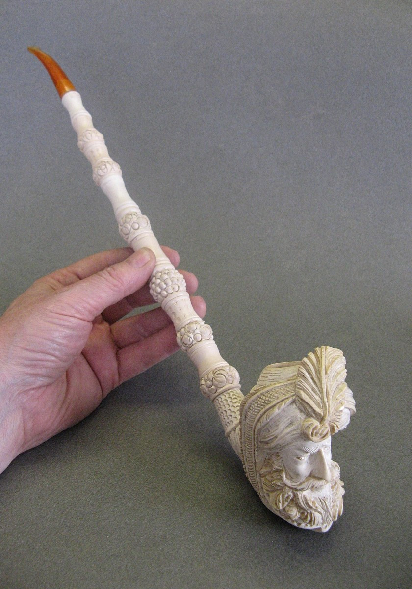 Grande Pipe En écume De Mer Représentant Une Tête De Sultan.-photo-2