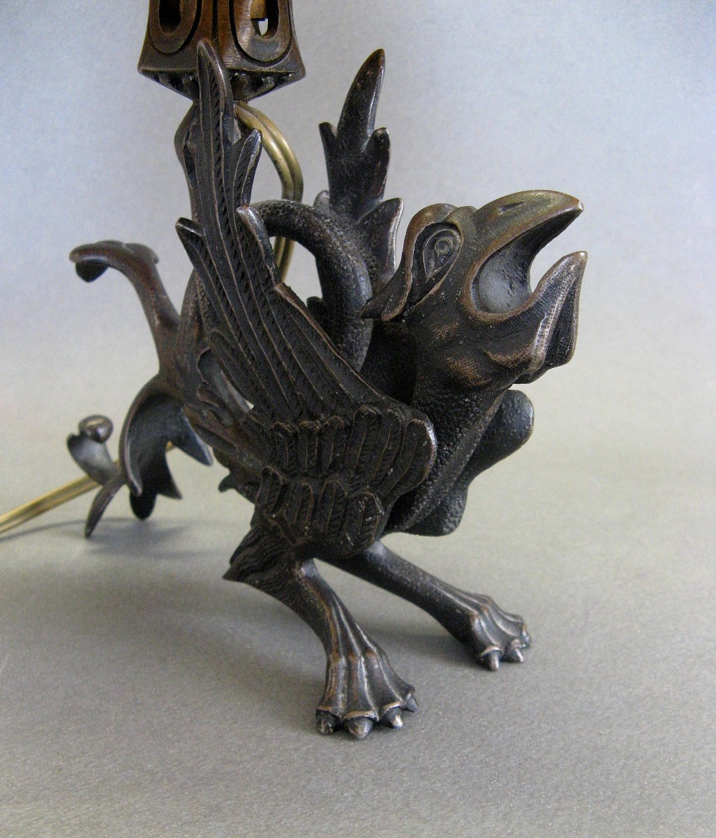 Metal Griffin Lamp.