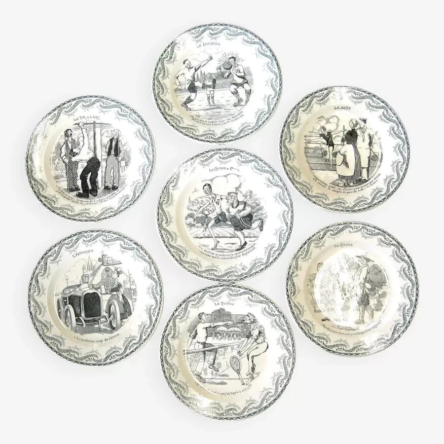 Assiettes Parlantes De St Amand. Sport.