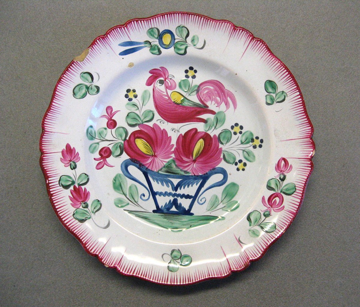 Plates With A Rooster Design In St Clément Earthenware - 19th Century.-photo-2