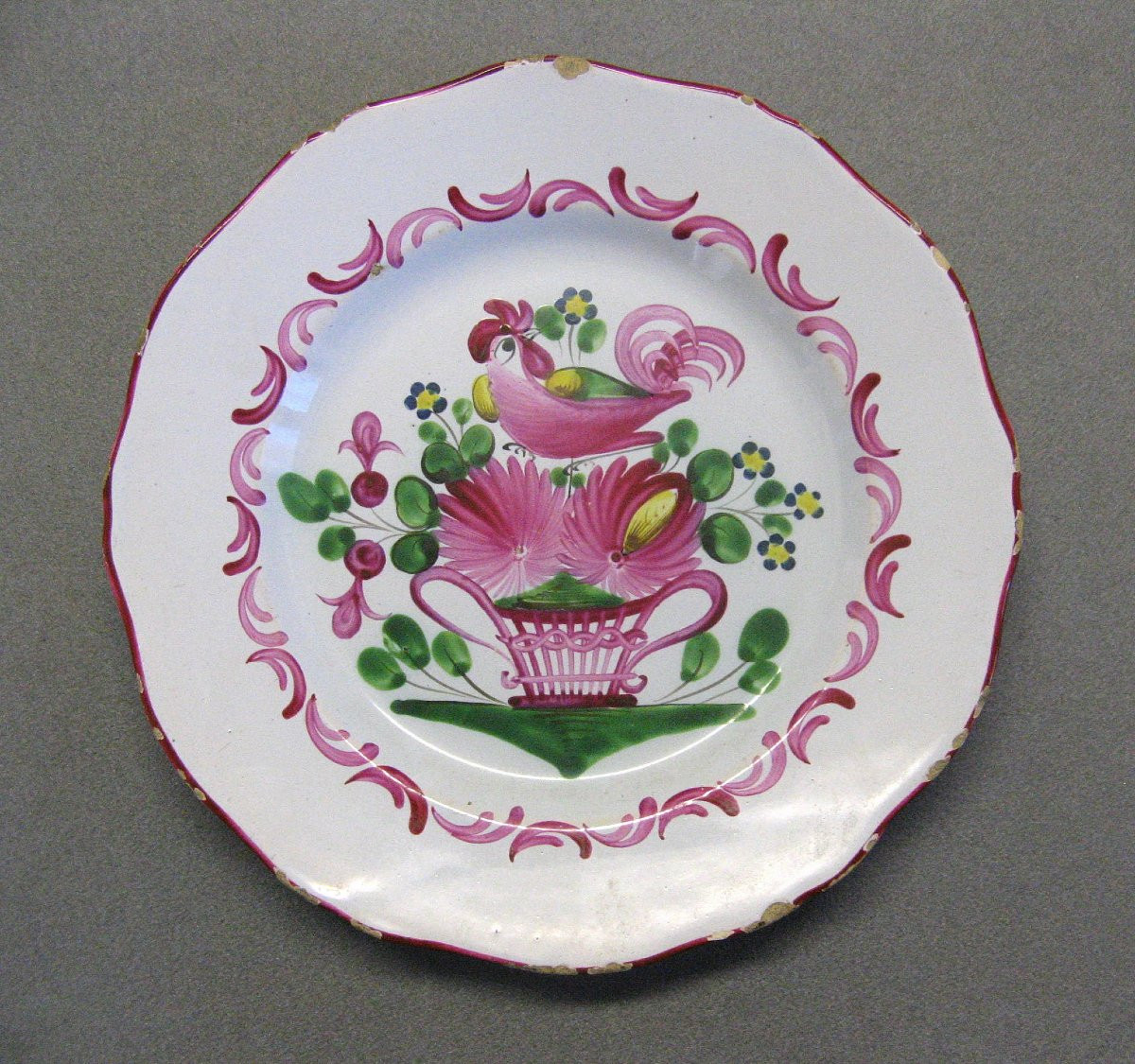 Plates With A Rooster Design In St Clément Earthenware - 19th Century.-photo-1