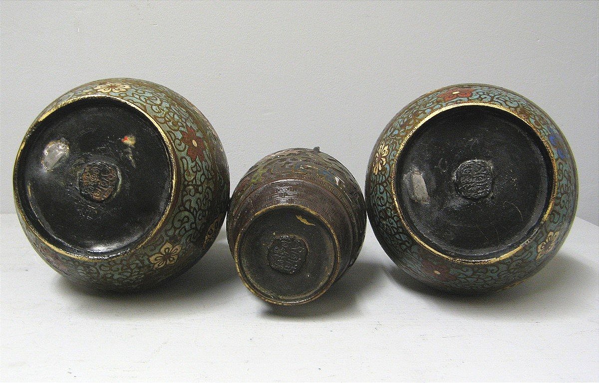 19th Century Cloisonné Bronze Vases.-photo-4