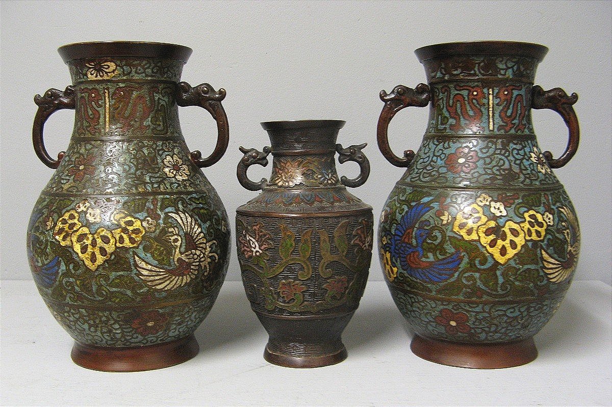 19th Century Cloisonné Bronze Vases.