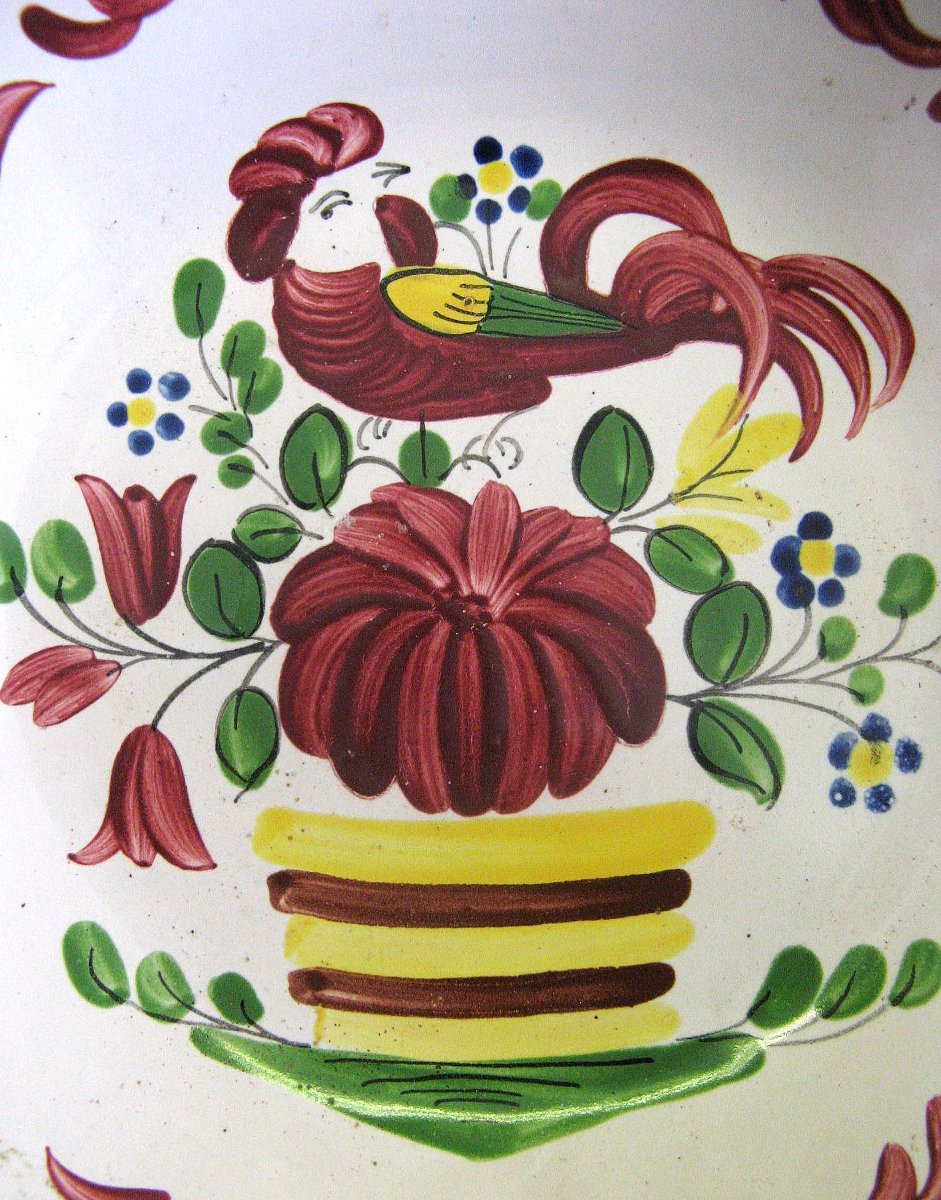 Assiettes Au Coq En Faience - From Eastern France - XIX Century.-photo-2