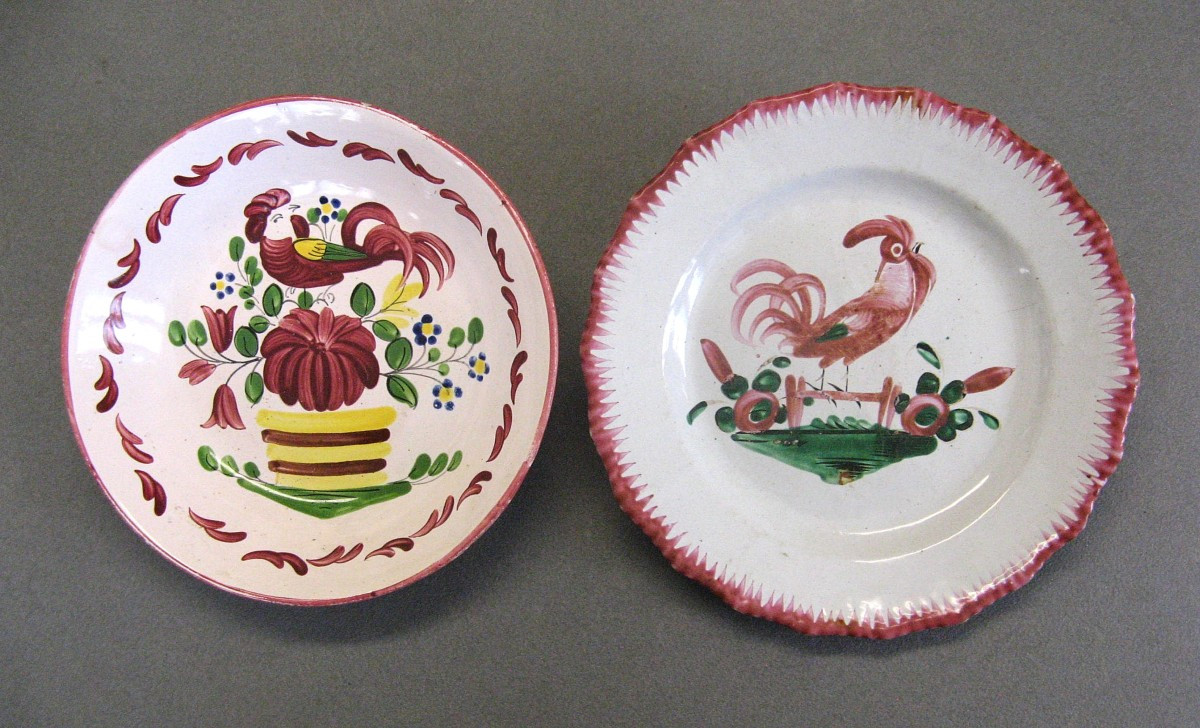 Assiettes Au Coq En Faience - From Eastern France - XIX Century.