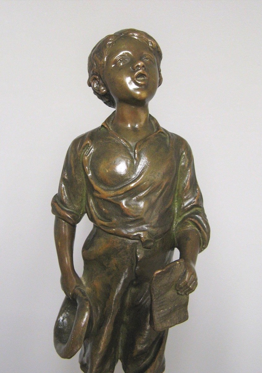 Sculpture En Bronze Petit Chanteur Signé De Antoine Bofill.-photo-3