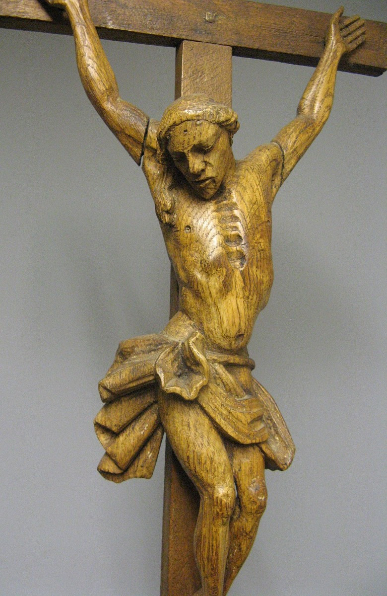 Christ In Carved Wood From The 19th Century.