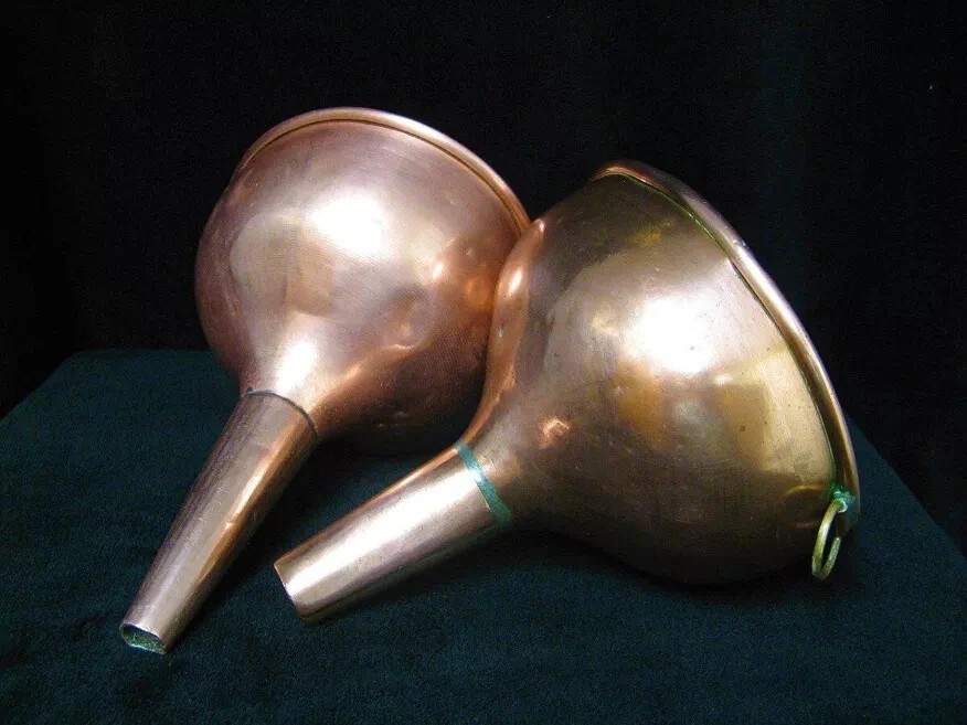 19th-century Copper Cellar Funnels.