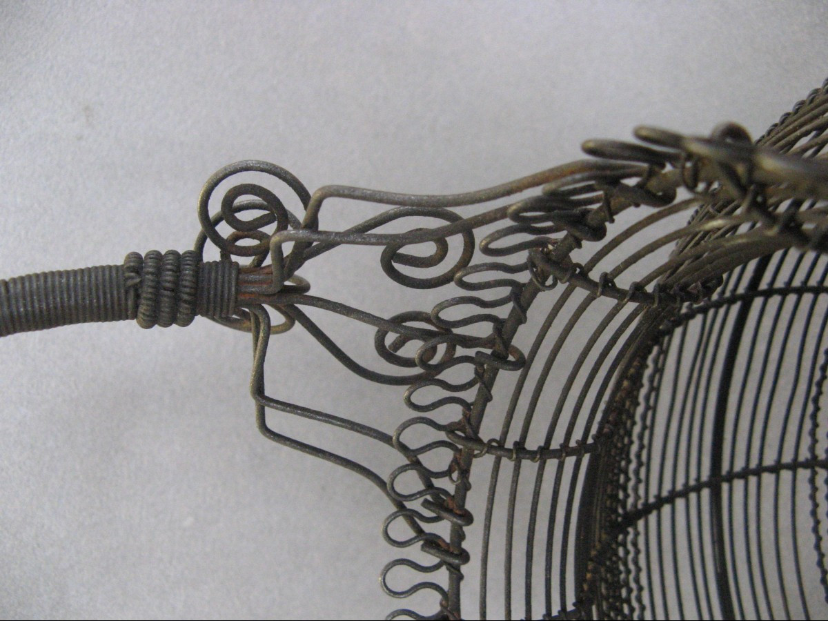 Woven Wire Wedding Basket Circa 1900.-photo-4