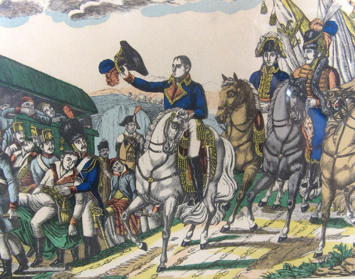  Engraving Imagerie d'épinal 19th Century - Napoleon l'Honneur Au Courage Malheureux.