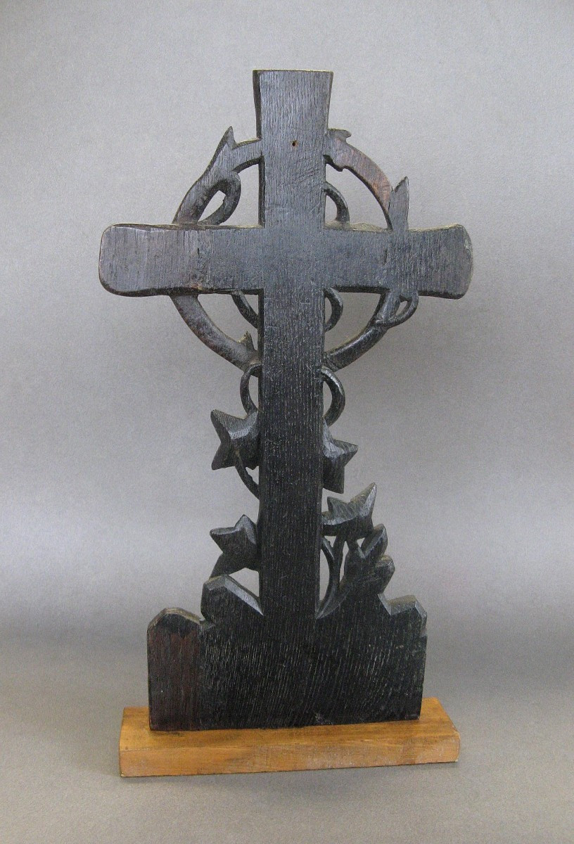  Carved Wood Altar Cross 19th Century.-photo-3