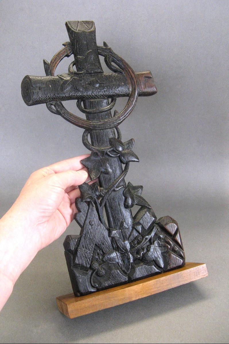 Carved Wood Altar Cross 19th Century.-photo-4