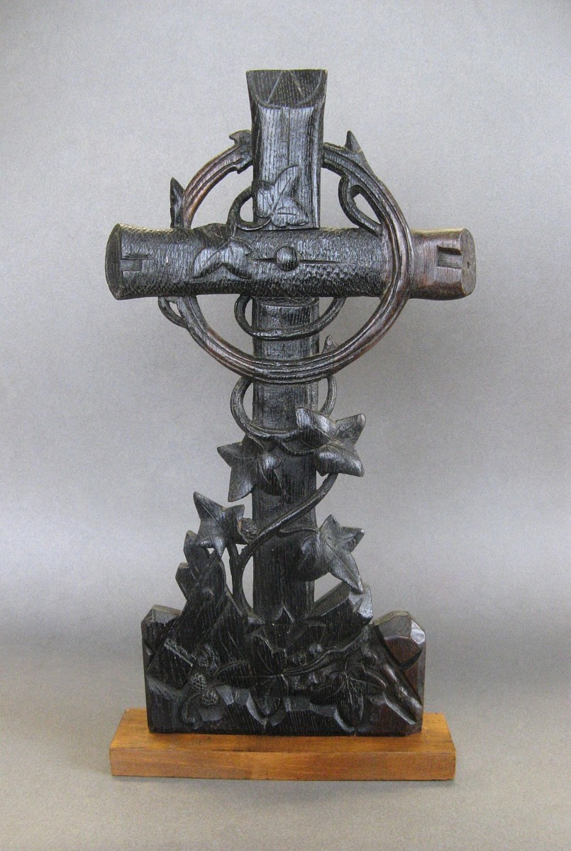  Carved Wood Altar Cross 19th Century.