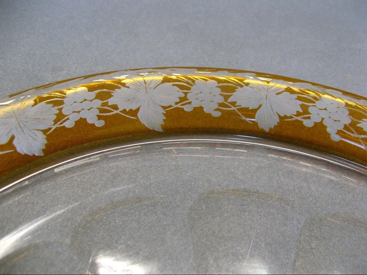 Plat à Gâteau En Cristal De Bohème XIXe.-photo-2