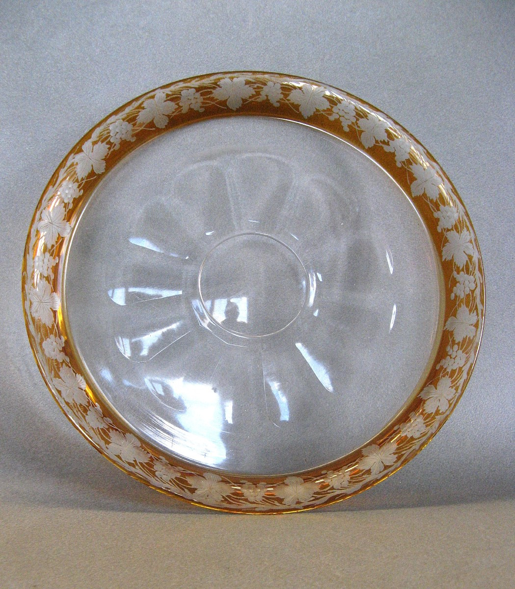 Plat à Gâteau En Cristal De Bohème XIXe.