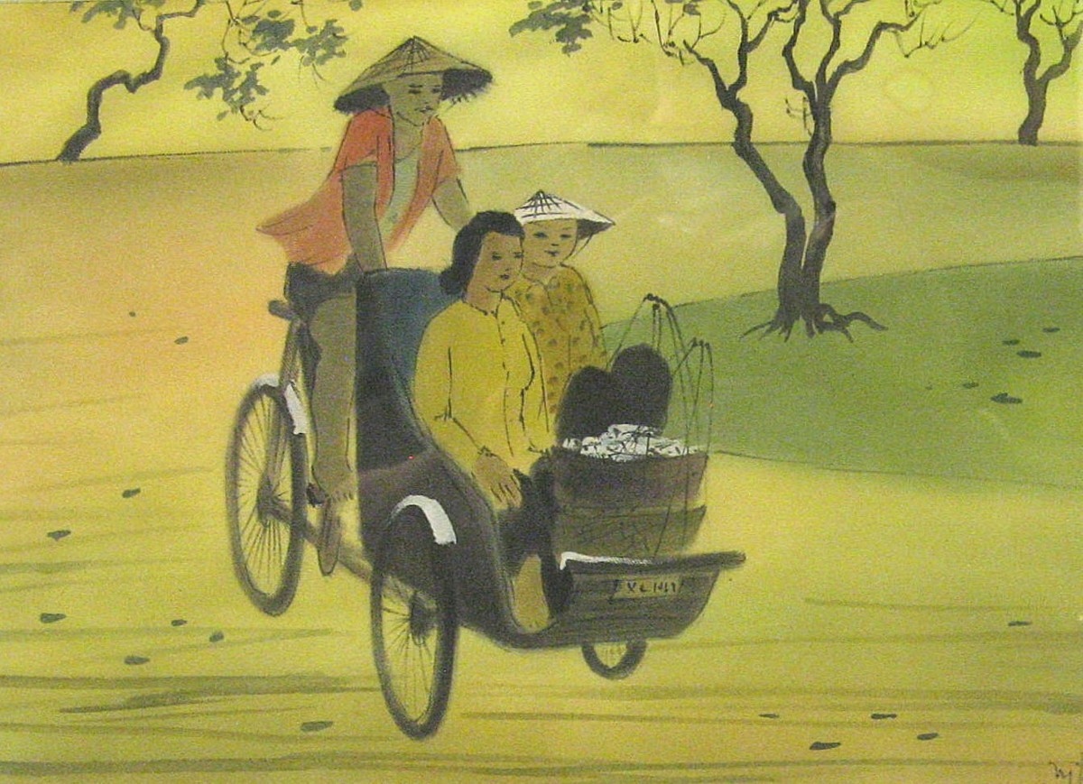 Peinture Sur Soie Vietnam Années 50/60.-photo-2