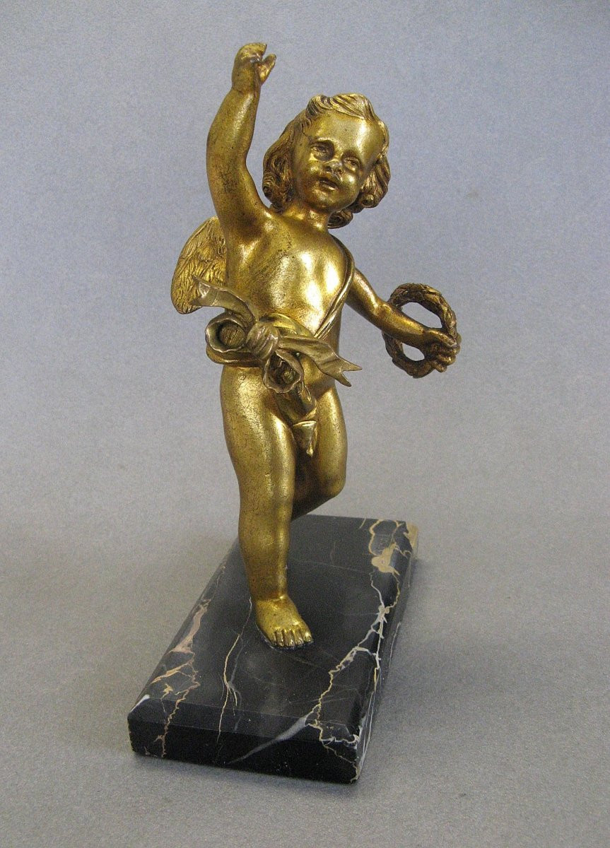 Ange Putto En Bronze Doré début XXe.-photo-2