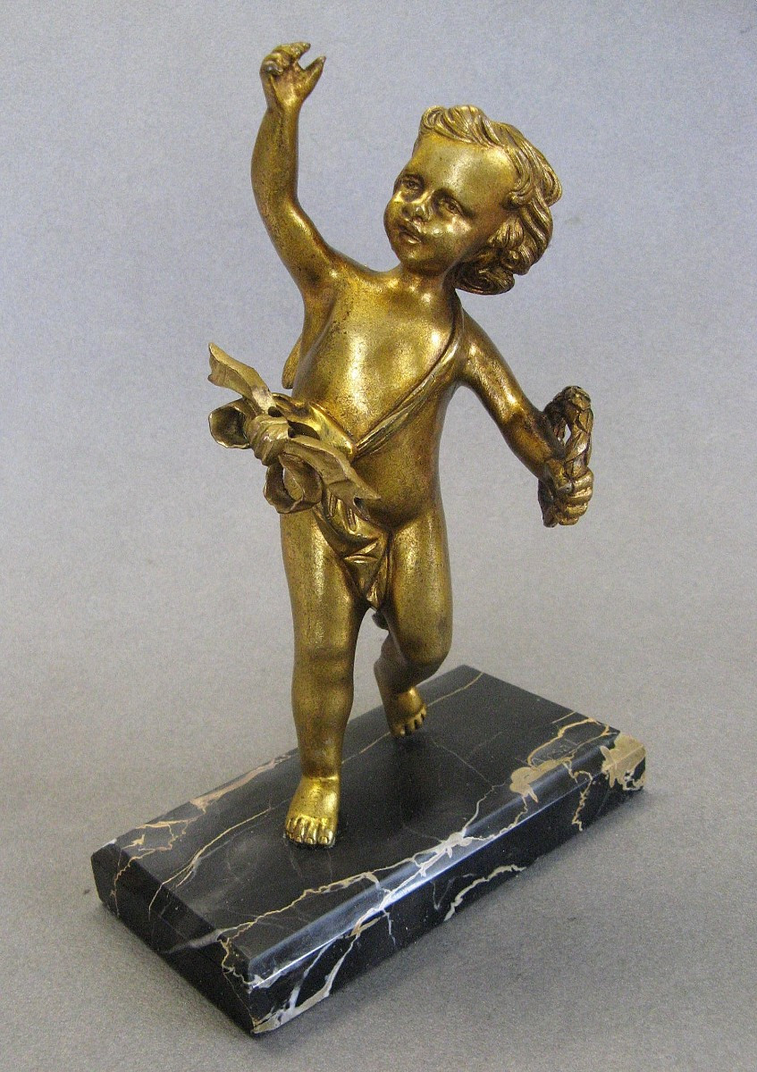 Ange Putto En Bronze Doré début XXe.