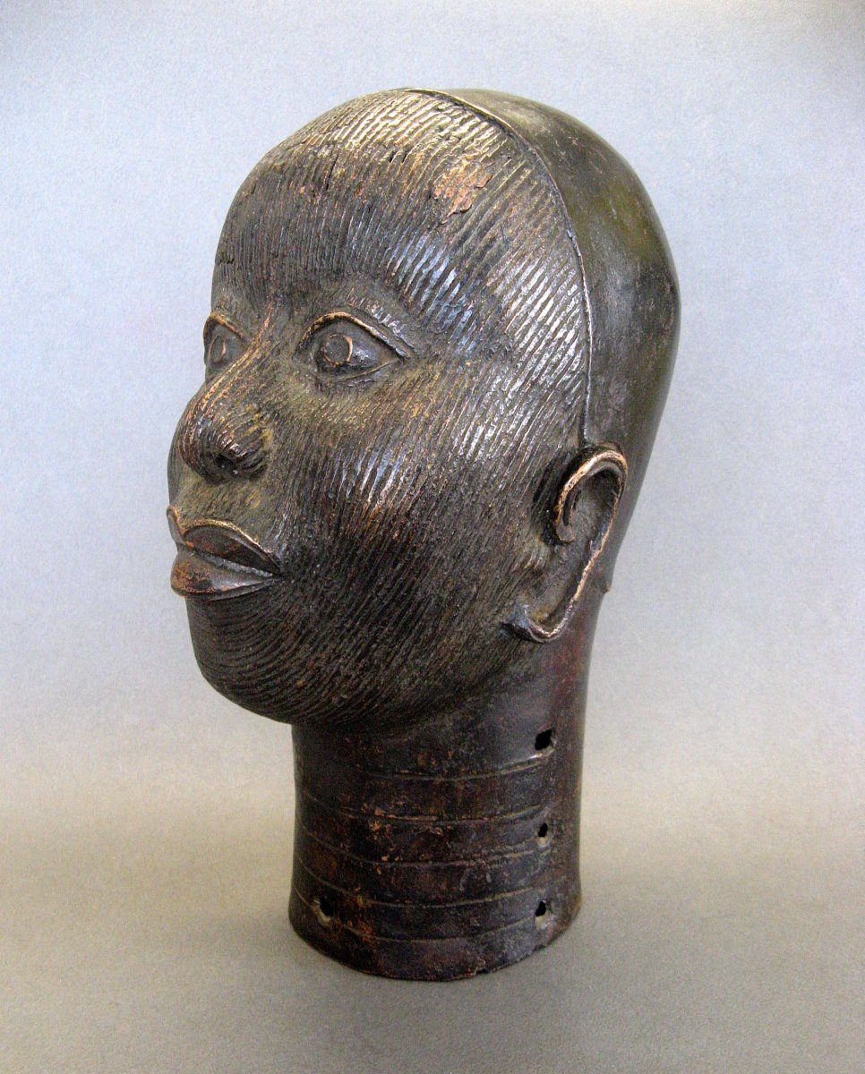 Tête De Reine En Bronze De L’art Ifé .-photo-2