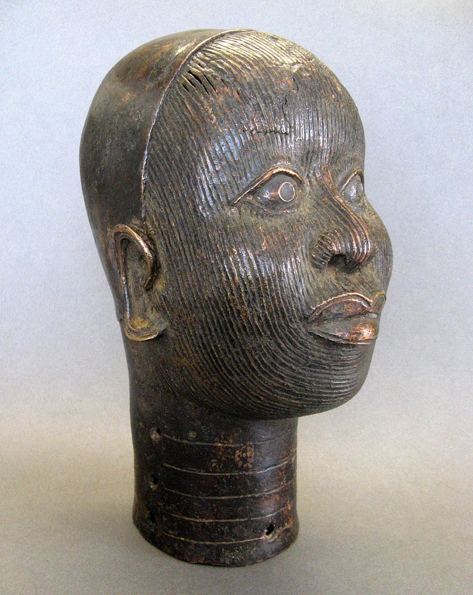 Tête De Reine En Bronze De L’art Ifé .-photo-3