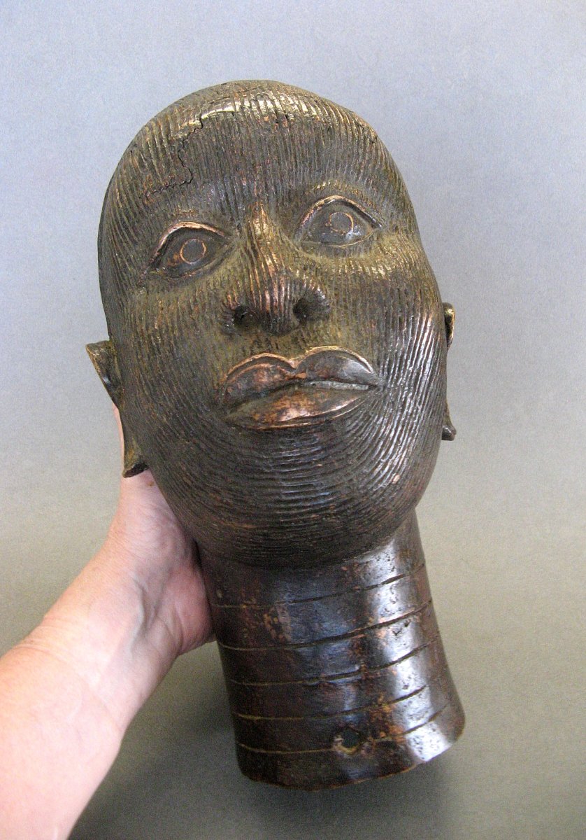 Tête De Reine En Bronze De L’art Ifé .-photo-4