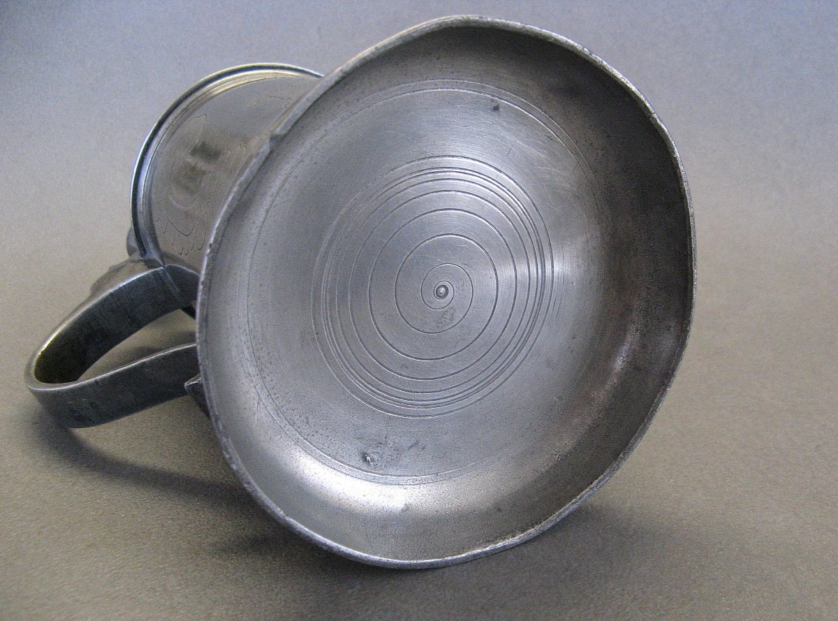 Chope En Etain Daté 1774 Art Populaire Allemagne XVIIIe.-photo-2